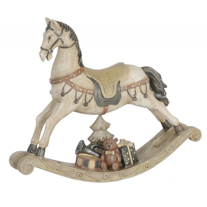 6PR0036 Figurine Horse 22x5x19 cm White Polyresin Christmas Decoration