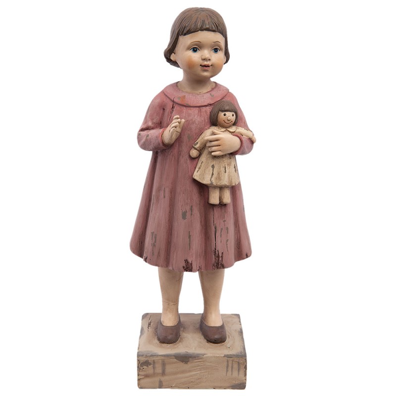 6PR1164 Figurine Fille 10x8x28 cm Rose Polyrésine Accessoires de maison