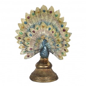 26PR3013 Figurine Peacock 22x12x30 cm Blue Gold colored Polyresin Home Accessories