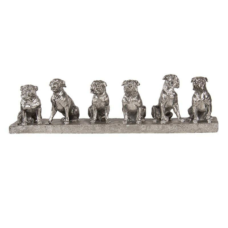 6PR3379 Figurine Dog 52x12x14 cm Silver colored Polyresin Home Accessories