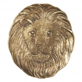 26PR3424 Decorative Serving Tray Lion 14x14 cm Gold colored Polyresin Round Serving Platter