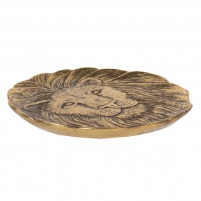 26PR3424 Decorative Serving Tray Lion 14x14 cm Gold colored Polyresin Round Serving Platter