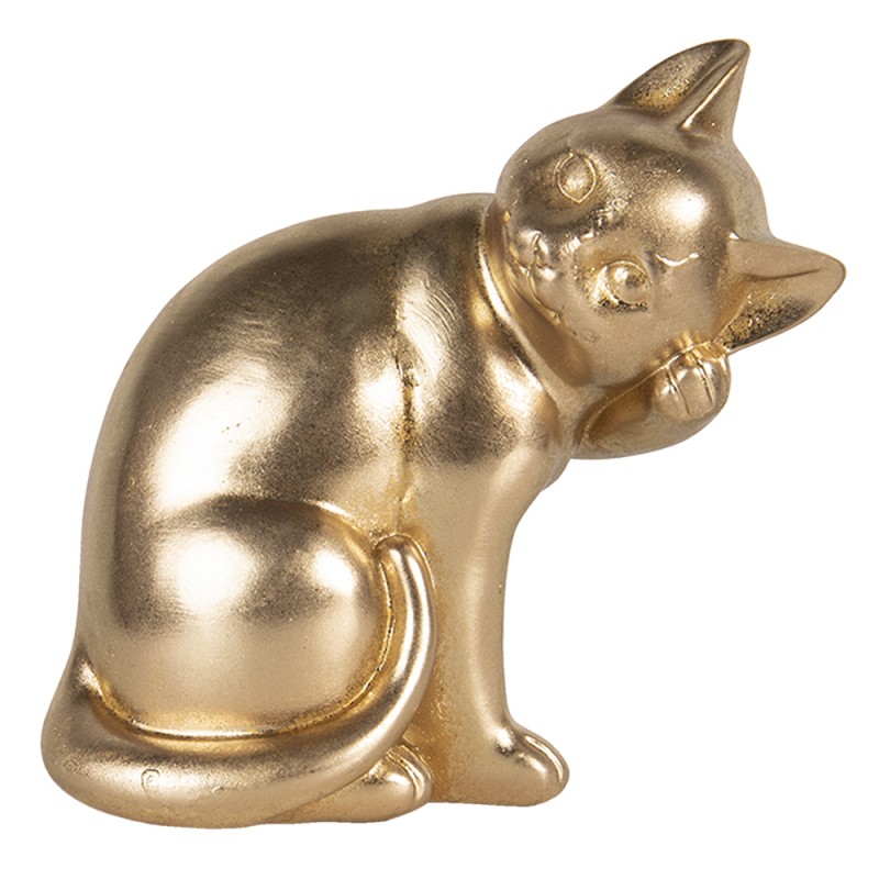 6PR3439 Figurine Cat 21x13x20 cm Gold colored Polyresin Home Accessories