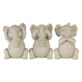 26PR4680 Decorative Figurine Set of 3 Elephant 6x5x9 cm Grey Polyresin Decorative Figurine