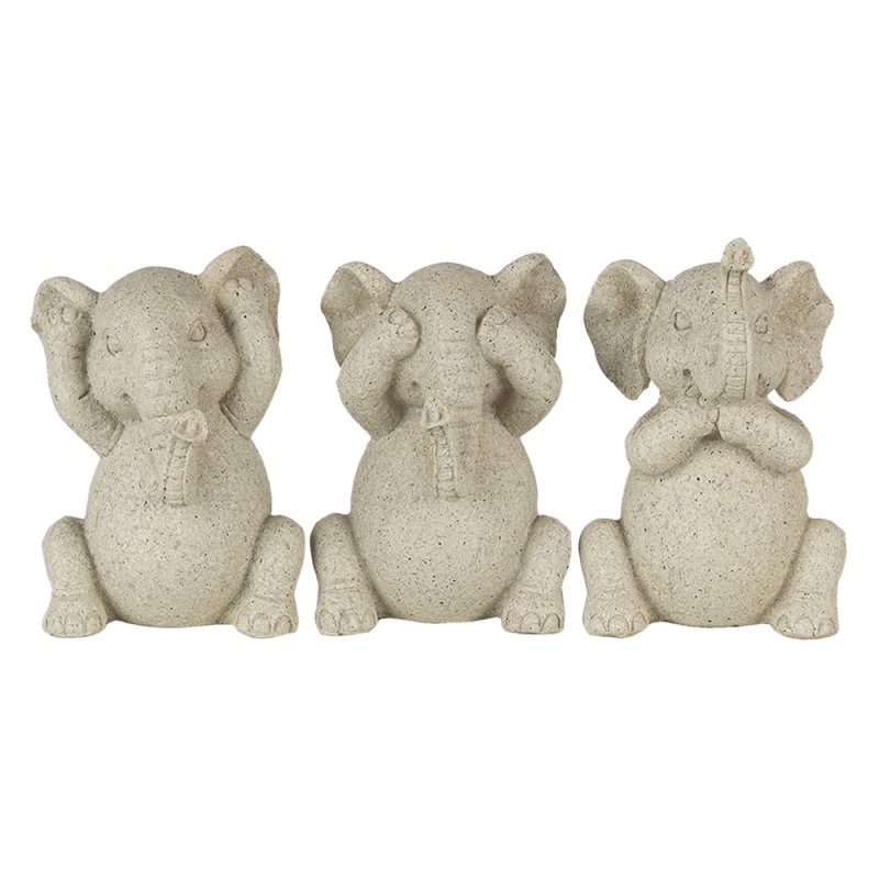 6PR4680 Statuetta decorativa set di 3 Elefante 6x5x9 cm Grigio Poliresina Statuetta decorativa