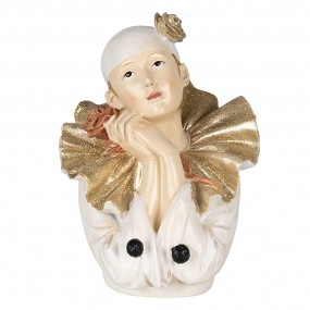 26PR4733 Figur Clown 11x11x15 cm Weiß Goldfarbig Polyresin Wohnaccessoires