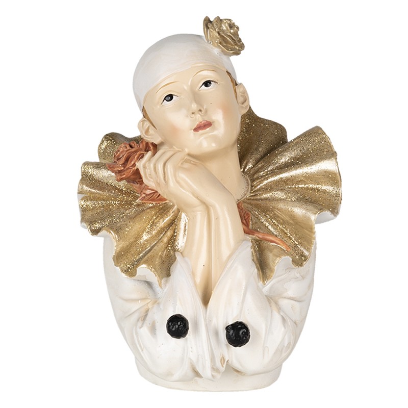 6PR4733 Figur Clown 11x11x15 cm Weiß Goldfarbig Polyresin Wohnaccessoires