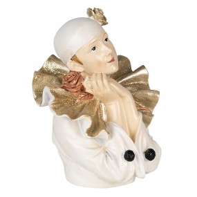 26PR4733 Statuetta Clown 11x11x15 cm Bianco Color oro Poliresina Accessori per la casa