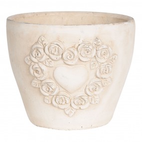 26TE0278M Planter 17x17x15 cm White Terracotta Roses Round Indoor Planter