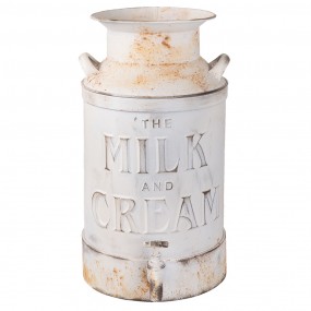 26Y2571 Decorative Milk Churn with Tap 8000 ml White Metal Round Milk Jug