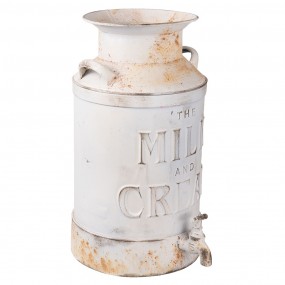 26Y2571 Decorative Milk Churn with Tap 8000 ml White Metal Round Milk Jug