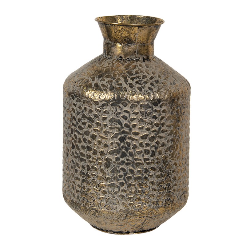 6Y3872 Vase Ø 26x46 cm Gold colored Metal Round Glass Vase