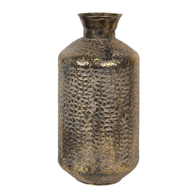 6Y3873 Vase Ø 26x56 cm Gold colored Metal Round Glass Vase