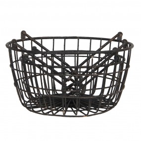 26Y3970 Storage Basket Set of 2 Ø 30x17 cm Black Iron Round Basket