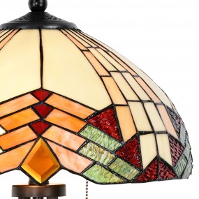 25LL-5961 Lampada da tavolo Tiffany Ø 40x60 cm  Beige Rosso Vetro Lampada da scrivania Tiffany