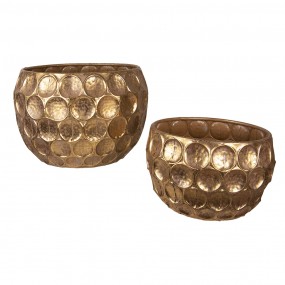 26Y4307 Planter Set of 2 Gold colored Metal Round Flower Pot