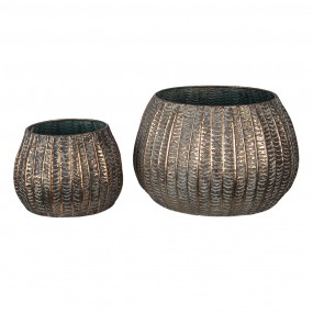 26Y4308 Planter Set of 2 Copper colored Metal Round Flower Pot