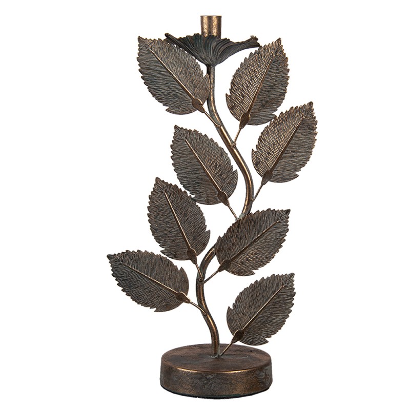 6Y4312 Candle holder 27x13x44 cm Copper colored Iron Leaves Candle Holder