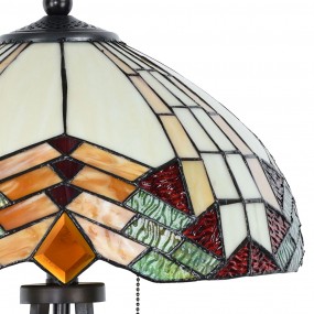 25LL-5961 Lampada da tavolo Tiffany Ø 40x60 cm  Beige Rosso Vetro Lampada da scrivania Tiffany