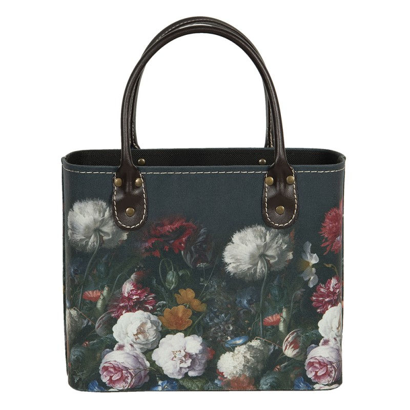 BAG322 Women's Handbag 26x12x26/35 cm Black Paper Flowers Rectangle Bag