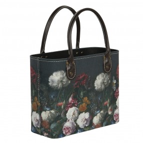 2BAG322 Women's Handbag 26x12x26/35 cm Black Paper Flowers Rectangle Bag