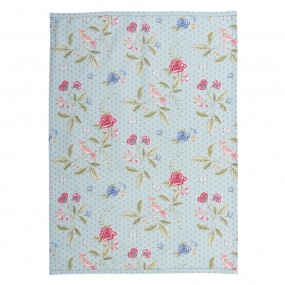 2BLW42 Tea Towel  50x70 cm Blue Green Cotton Flowers Rectangle Kitchen Towel