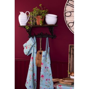 2BLW42 Tea Towel  50x70 cm Blue Green Cotton Flowers Rectangle Kitchen Towel