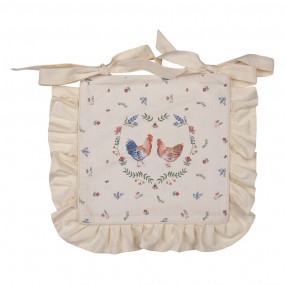 2CAR25 Chair Cushion Cover 40x40 cm Beige Blue Cotton Chicken and Rooster Square Decorative Cushion