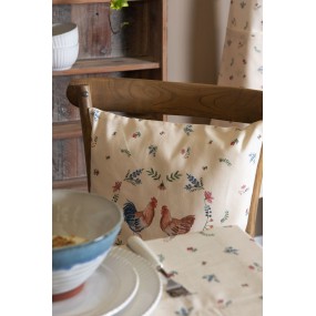 2CAR25 Chair Cushion Cover 40x40 cm Beige Blue Cotton Chicken and Rooster Square Decorative Cushion