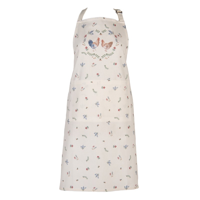 CAR41 Kitchen Apron 70x85 cm Beige Blue Cotton Chicken and Rooster BBQ Apron