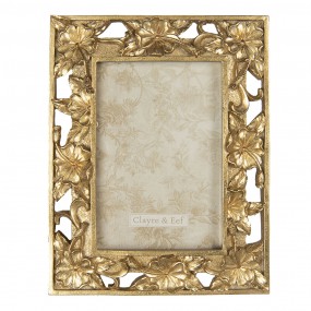 22F0699 Photo Frame 10x15 cm Gold colored Plastic Flowers Rectangle Picture Frame