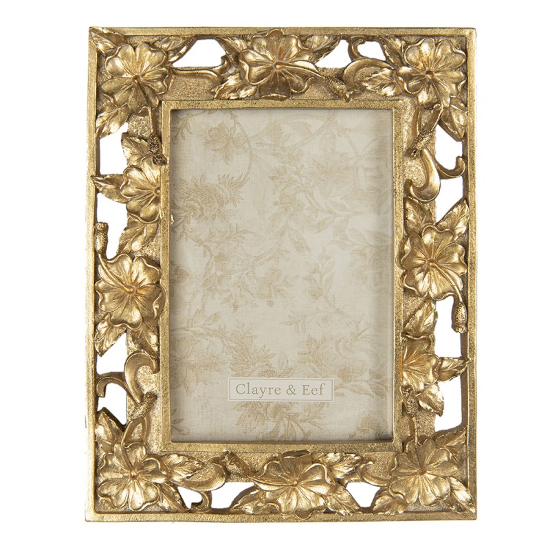 2F0699 Photo Frame 10x15 cm Gold colored Plastic Flowers Rectangle Picture Frame