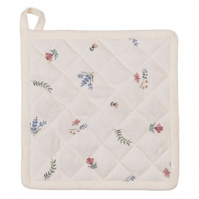 2CAR45 Pot Holder 20*20 cm Beige Blue Cotton Chicken and Rooster Square