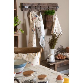2CAR64 Table Runner 50x140 cm Beige Blue Cotton Chicken and Rooster Rectangle Tablecloth
