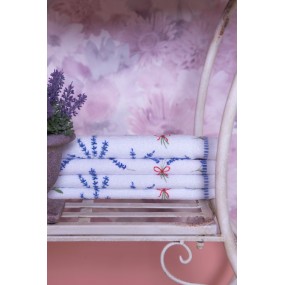 2CT011 Gastendoekje  40x66 cm Wit Paars Katoen Lavendel Toilet handdoek