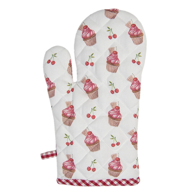 CUP44 Oven Mitt 18x30 cm Red Cotton Cupcakes Oven Glove