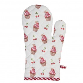 2CUP44 Oven Mitt 18x30 cm Red Cotton Cupcakes Oven Glove