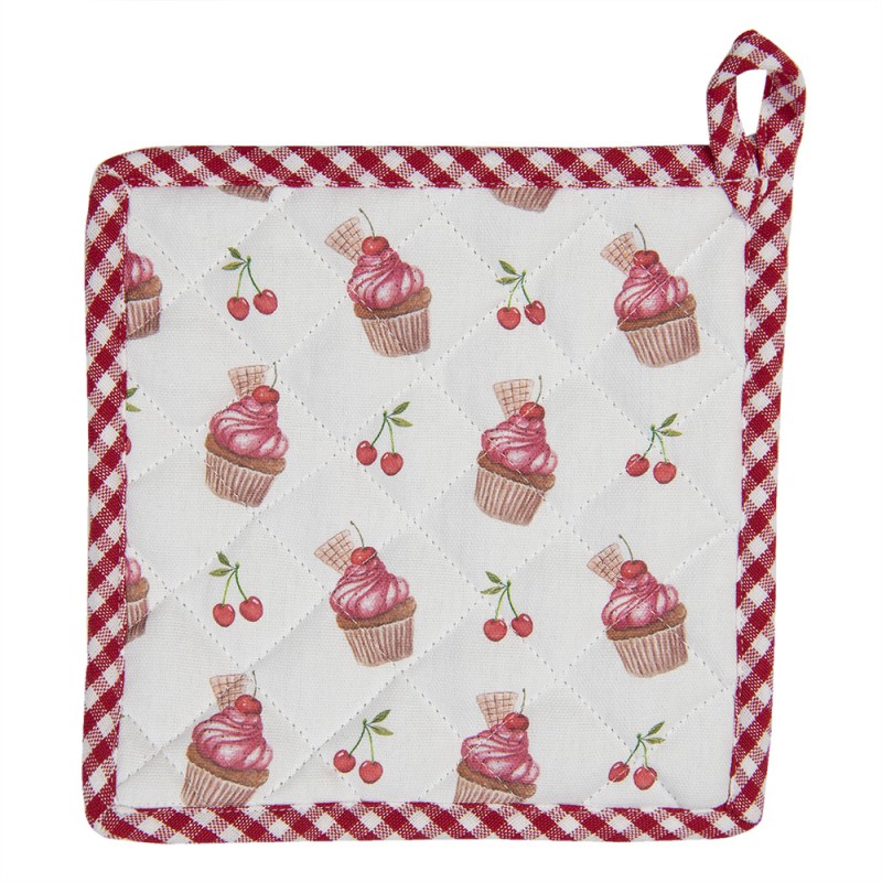 CUP45 Pot Holder 20x20 cm Red White Cotton Cupcakes Square Strainer Pot Holder