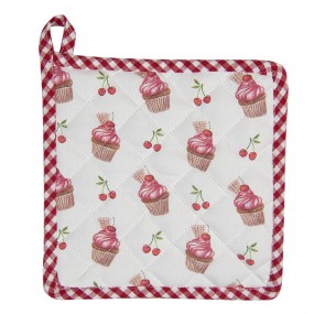 2CUP45 Pot Holder 20x20 cm Red White Cotton Cupcakes Square Strainer Pot Holder