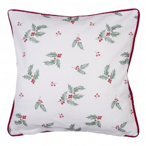 2HCH21 Cushion Cover 40x40 cm White Red Cotton Deer Holly Leaves Square Pillow Cover