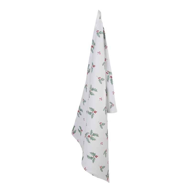 HCH42-1 Tea Towel  50x70 cm Green Red Cotton Holly Leaves Kitchen Towel