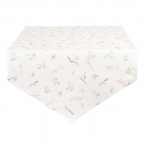 2HFL65 Chemin de table 50x160 cm Blanc Rose Coton Fleurs Nappe