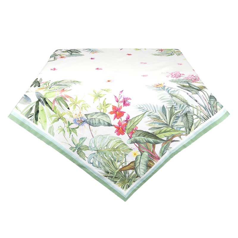 JUB03 Tablecloth 130x180 cm White Green Cotton Jungle Botanics Rectangle Table cloth