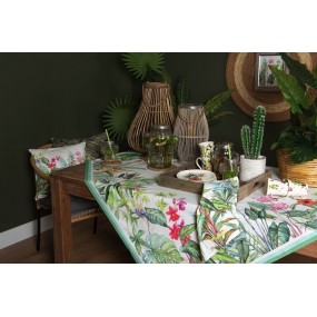 2JUB03 Tablecloth 130x180 cm White Green Cotton Jungle Botanics Rectangle Table cloth
