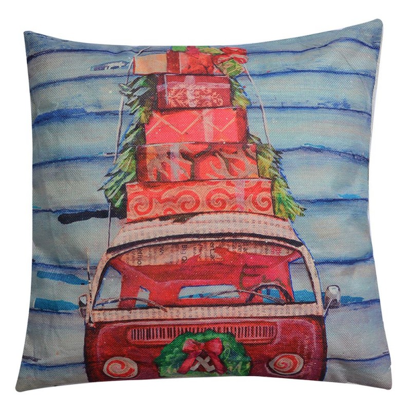 KG023.058 Decorative Cushion 43x43 cm Blue Red Synthetic Car Square Cushion Cover with Cushion Filling