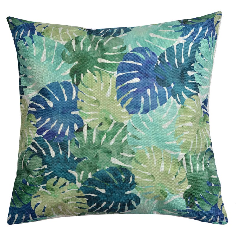 KG023.075 Decorative Cushion 43x43 cm Green Synthetic Leaves Square Cushion Cover with Cushion Filling