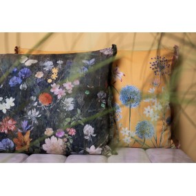 2KG036.012 Decorative Cushion 60x40 cm Green White Polyester Flowers Rectangle Cushion Cover with Cushion Filling