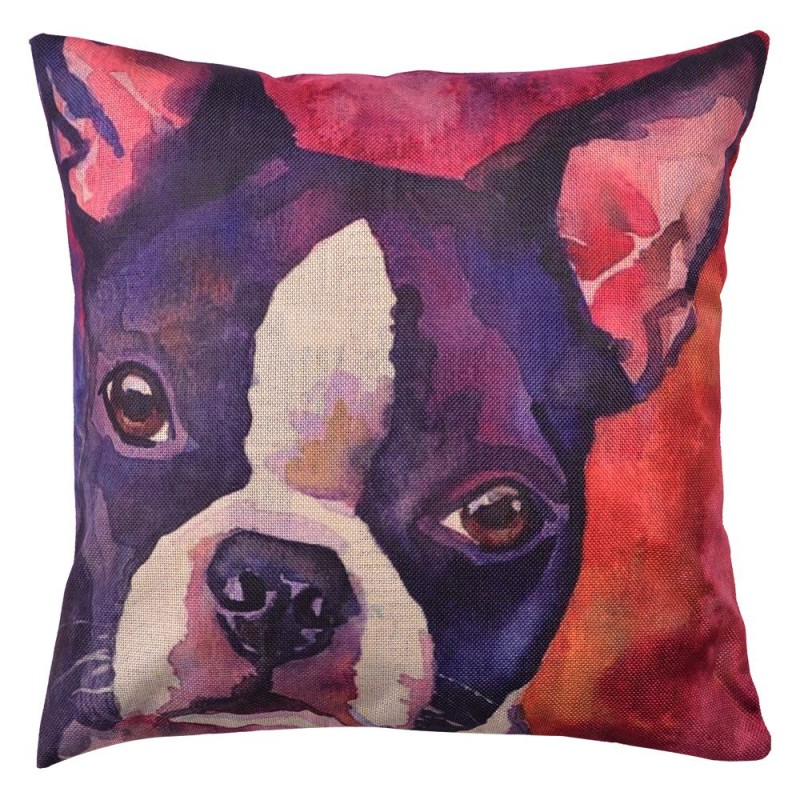 KT021.237 Cushion Cover 43x43 cm Red Purple Polyester Dog Square Pillow Cover