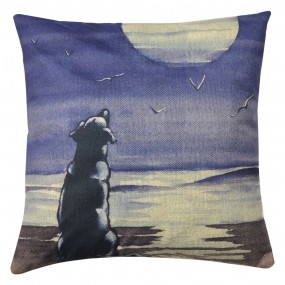 2KT021.241 Cushion Cover 43x43 cm Blue Grey Polyester Dog Square Pillow Cover