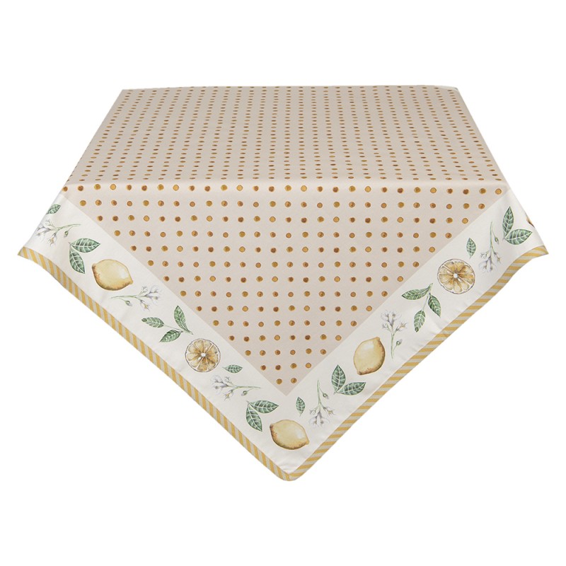 LEL01 Tablecloth 100x100 cm Beige Yellow Cotton Lemon Square Table cloth